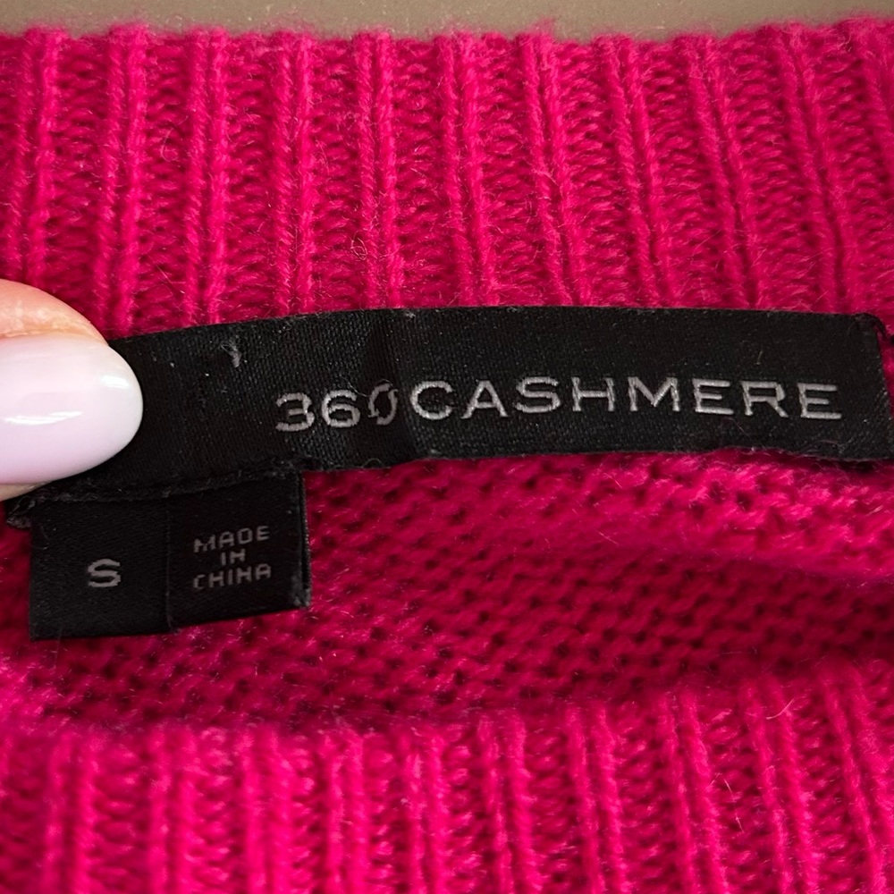 360 Cashmere Krystal Raglan Sleeve Pink Crewneck Cashmere Sweater Size Small - Picture 4 of 8
